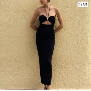 Zara Black Cutout Maxi Dress NWT
